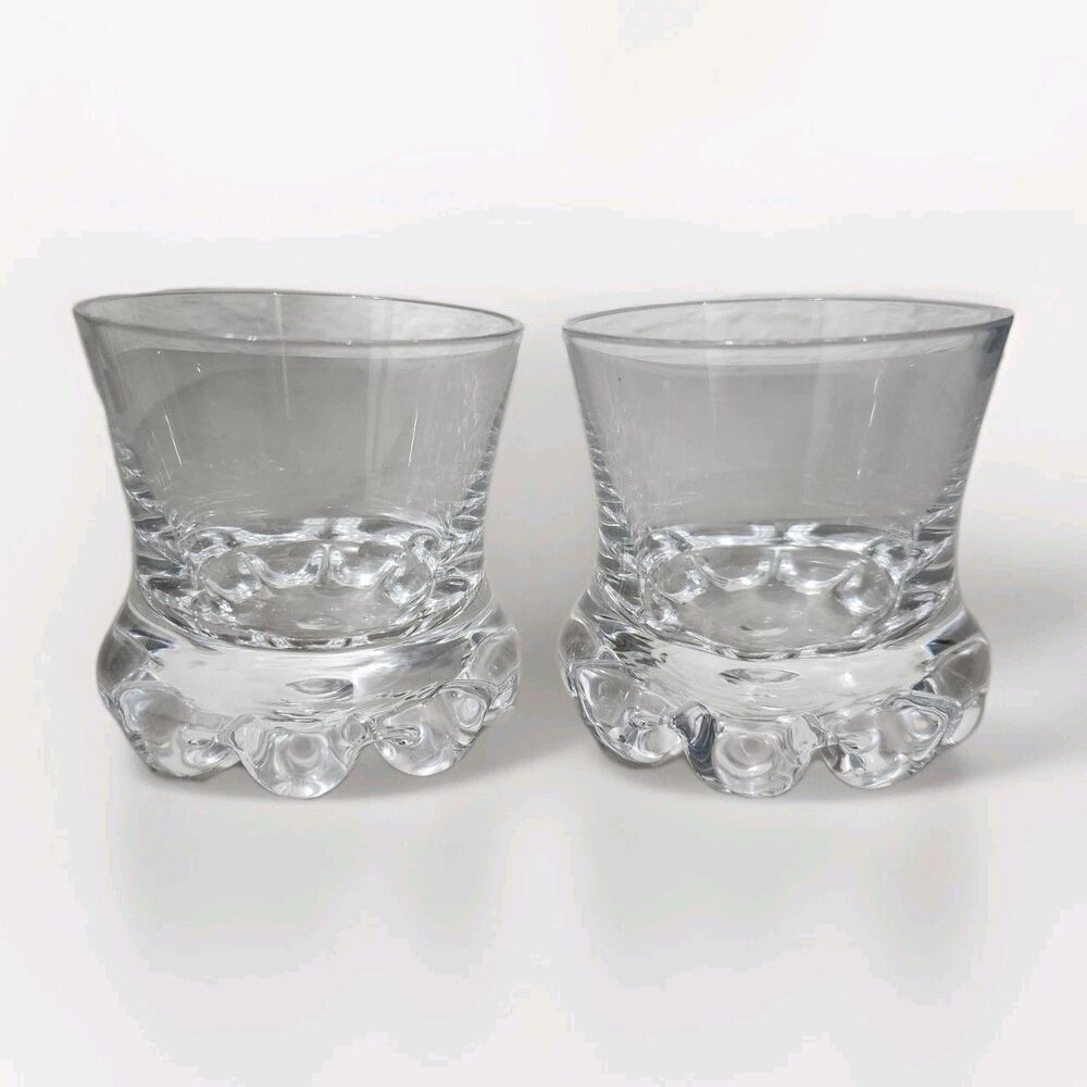 VTG Kosta Boda Buster Whiskey Glasses Set 2 Goran Warff MCM Sweden Crystal DOF